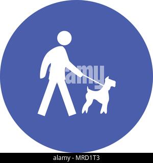 Chien en laisse interdire sign vector illustration couleur Illustration de Vecteur