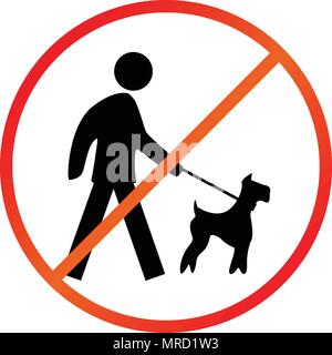 Chien en laisse interdire sign vector illustration couleur Illustration de Vecteur