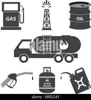 Icônes d'essence et gaz Illustration de Vecteur