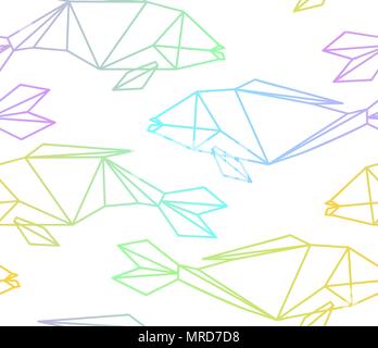 Résumé linéaire coloré transparente motif poissons polygone Illustration de Vecteur