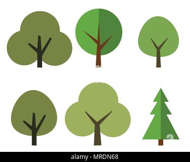 Un ensemble d'arbres dans le style de dessin - télévision Illustration de Vecteur