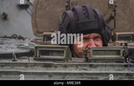 Sur la photo : des troupes roumaines et polonaises de l'intégration de la force dans la formation Cincu. L'exercice Noble Jump est un événement marquant pour l'OTAN cette année qu'il représente le premier exercice important où des forces canadiennes et leurs équipements se déplacent à travers l'Europe afin de démontrer la capacité de l'Alliance de rapidement déployer des forces partout où elles sont nécessaires pour prévenir les conflits. Banque D'Images