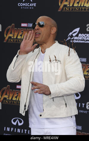 Première de film Avengers Infinity War comprend : Vin Diesel Où : Los Angeles, California, United States Quand : 23 Avr 2018 Apega/WENN.com Crédit : Banque D'Images