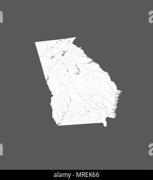 Les états américains - carte de la Géorgie. Fait main. Les rivières et lacs sont indiqués. Merci de regarder mes autres images de la série cartographique - ils sont tous très detaile Illustration de Vecteur