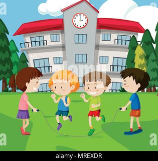 Un saut à la corde pour enfants à l'école illustration Image Vectorielle  Stock - Alamy