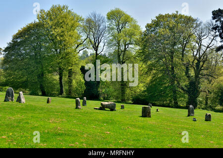 Gorsedd Stone Circle érigé en 1923 pour 1924, le Parc National Eisteddfod Pontypool, Torfaen, South East Wales, UK Banque D'Images