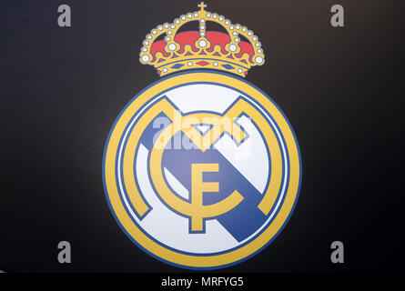 Une vue générale de la Real Madrid logo pendant la finale de la Ligue des champions au stade Olimpiyskiy NSK, Kiev. Banque D'Images