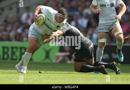 Saracens' Jamie George durant la Aviva Premiership finale dans le stade de Twickenham, Londres. Banque D'Images