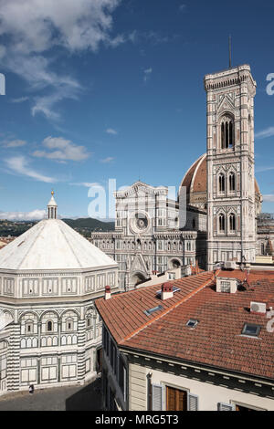 Battistero di San Giovanni, Cattedrale di Santa Maria del Fiore, Cupola del Brunelleachi, Le Campanile de Giotto, Florence, Toscane, Italie, Europe, Banque D'Images