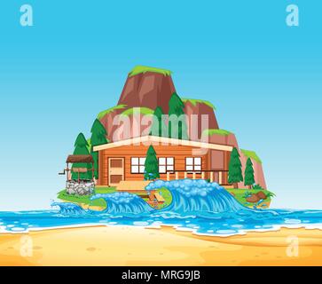 Un Beach Front House Vector illustration Illustration de Vecteur