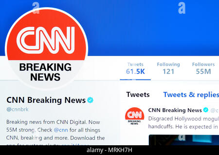 CNN Breaking News Twitter page (2018) Banque D'Images