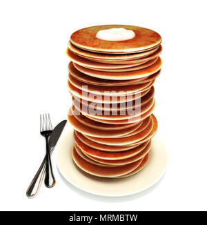 Grande pile de crêpes Banque D'Images