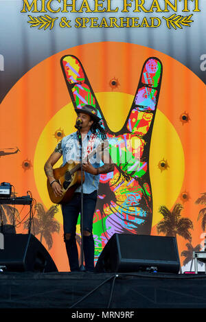 Napa, Californie, le 26 mai 2018, Michael Franti sur le bourrage à l'étape des caves 2018 BottleRock Festival à Napa en Californie, Crédit : Ken Howard/Alamy Live News Banque D'Images