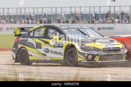 27 mai 2018, Circuit de Silverstone, Angleterre, Towcester ; pneus Cooper World RX de Grande-Bretagne, la SpeedMachine Festival ; Patrik Sandell (SWE) dans la Subaru WRX STI pour Subaru Rally Team USA durant la qualification des Amériques 4 Rallycross Championship Banque D'Images