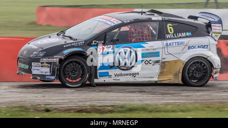 27 mai 2018, Circuit de Silverstone, Angleterre, Towcester ; pneus Cooper World RX de Grande-Bretagne, le Festival SpeedMachine ; William Nilsson (SWE) pour l'équipe JC Raceteknic pendant la demi finale Championnat International RX Banque D'Images