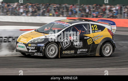 27 mai 2018, Circuit de Silverstone, Angleterre, Towcester ; pneus Cooper World RX de Grande-Bretagne, la SpeedMachine Festival ; Anders Michalak (SWE) pour l'équipe A Michalak au cours de la RX2 Rallycross Championship réchauffer tours Banque D'Images