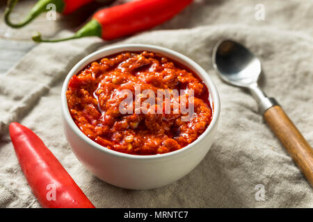 Sauce Poivre Calabrais chaud rouge propagation dans un bol Banque D'Images