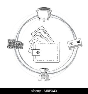 Part attirer l'argent et les affaires de dessins animés Illustration de Vecteur