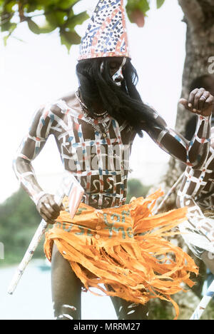 Los Tainos Dancer à Samana. 16 février 2010 - Samana, République Dominicaine Banque D'Images