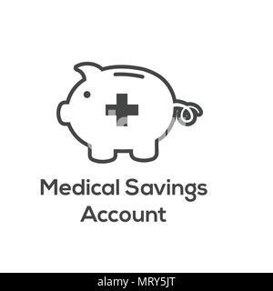 Économies d'impôt médical Santé w compte d'épargne ou de compte de dépenses flexibles - HSA, FSA, l'épargne à l'abri de l'impôt Illustration de Vecteur