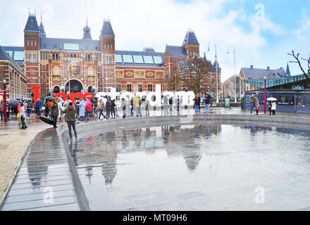 Je slogan d'Amsterdam en face de l'Amsterdam City - Le musée d'Hollande Banque D'Images