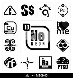 Ensemble de 13 icônes modifiable simple tel que le néon, le SSPT, radium, n s e w, NF, html, l'infini , le cuivre est utilisé pour le mobile, l'interface utilisateur web Illustration de Vecteur