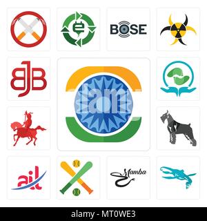 Ensemble de 13 icônes modifiable simple tels que Ashok chakra, Loch Ness, Black Mamba, fantasy baseball, ail, schnauzer, chevalier à cheval, acupressu Illustration de Vecteur