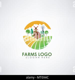 Logo concept ferme modèle. Pour l'étiquette des produits agricoles naturelles. Vector illustration Illustration de Vecteur