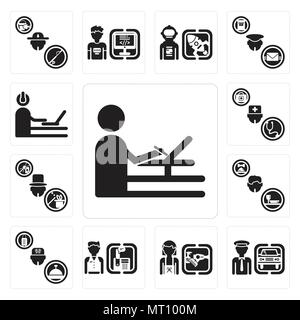 Ensemble de 13 icônes modifiable simple comme De, chauffeur, coiffure, réceptionniste, Concierge, serveur, magicien, médecin, Programmeur peut être utilisé pour mobi Illustration de Vecteur