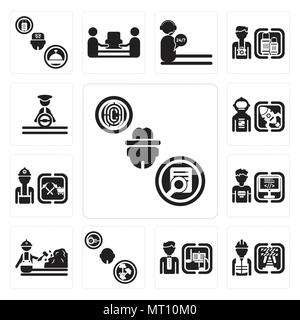 Ensemble de 13 icônes modifiable simple comme détective, travailleur, Directeur, athlète, Miner, programmeur, Spaceman, le conducteur peut être utilisé pour le mobile, l'interface utilisateur web Illustration de Vecteur