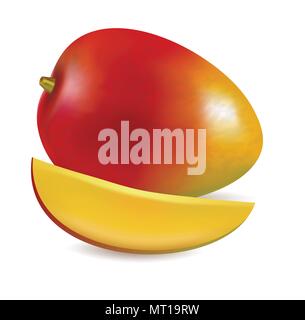 Vector illustration de mangues fraîches mûres avec slice Illustration de Vecteur