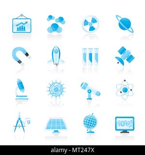La science, de la recherche et de l'éducation - Icônes Vector Icon Set Illustration de Vecteur