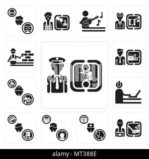 Ensemble de 13 icônes modifiable simple comme policier, jardinier, médecin, politicien, peintre, programmeur, constructeur, entrepreneur, travailleur de la construction peut être Illustration de Vecteur