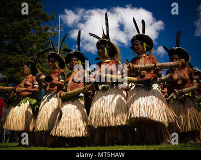 Sili Muli tribu participantes à Mount Hagen festival - 17-08-2014, Mount Hagen, Papouasie Nouvelle Guinée Banque D'Images