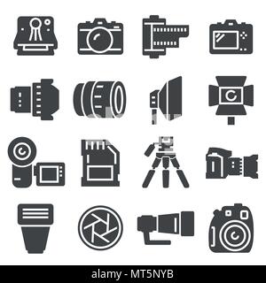 Vector black photo icons set sur fond blanc Illustration de Vecteur