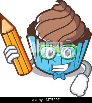 Caractère cupcake chocolat étudiant cartoon Illustration de Vecteur