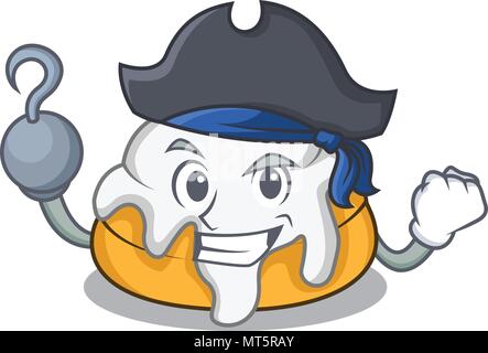 Cinnamon Roll cartoon caractère Pirate Illustration de Vecteur