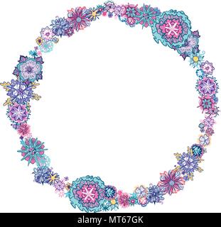 Fleur exotique d'été châssis circulaire pour la carte, bannière, design d'invitation Illustration de Vecteur