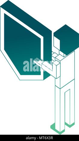 Vue arrière de la protection du bouclier man siometric vector illustration Illustration de Vecteur