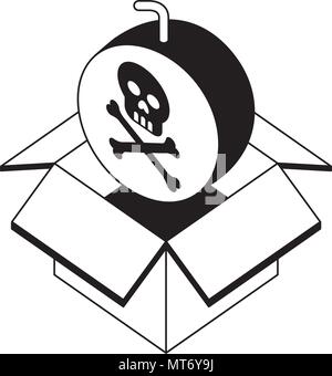 Danger zone de stockage en crâne bombe isométrique Illustration de Vecteur