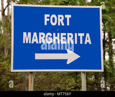 Signe pour le Fort Margherita à Kuching Bornéo Banque D'Images