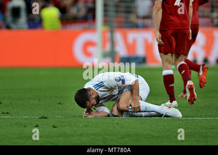 Kiev, Ukraine. 26 mai, 2018. Real Madrid's Dani Carvajal durant la finale de la Ligue des Champions match de football entre le Real Madrid et Liverpool au Stade Olympique NSC Crédit : Alexandr Goussev/Pacific Press/Alamy Live News Banque D'Images