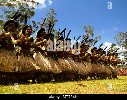 Sili Muli tribu participantes à Mount Hagen festival - 17-08-2014, Mount Hagen, Papouasie Nouvelle Guinée Banque D'Images