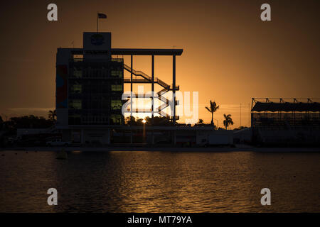 Sarasota. Floride USA. 2017 Championnats du monde d'Aviron de la FISA, Nathan Benderson Park..le lever du soleil, Tour d'arrivée et de tribune. Samedi 23.09.17 © P Banque D'Images