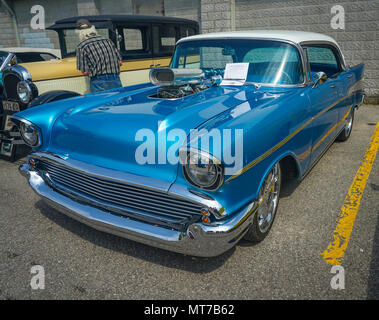 1957 Cheverolet BelAir, vieilles voitures anciennes à l'exposition de voitures anciennes en Ontario,Canada Banque D'Images