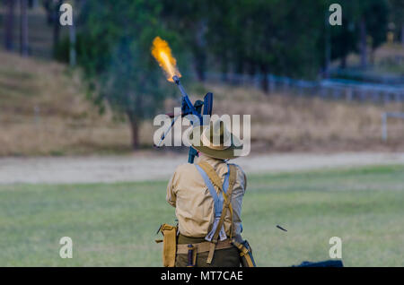 2012 Emu Gully, Re-enactment, Queensland, Australie Banque D'Images