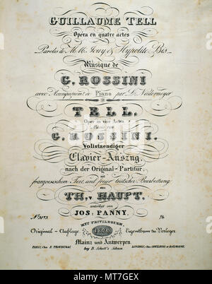 Gioachino Rossini (Pesaro, 1792-Paris, 1868). Compositeur italien. Couverture de la partition de 'Guillaume Tell'. De langue française opéra en quatre actes. Premiere en 1829. Banque D'Images