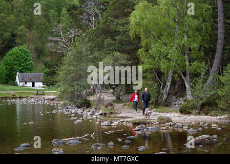 Centre d'accueil par le côté du Loch an Eilein près d'Aviemore dans le Parc National de Cairngorms, en Écosse, au Royaume-Uni. Banque D'Images