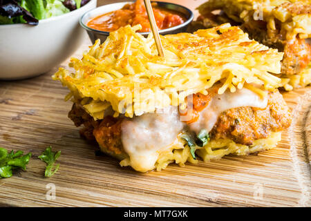 Close-up de spaghettis et meatball sandwich Banque D'Images