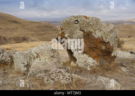 Karahunj (Carahunge) Observatoire près de la ville de Sisian, Arménie Banque D'Images